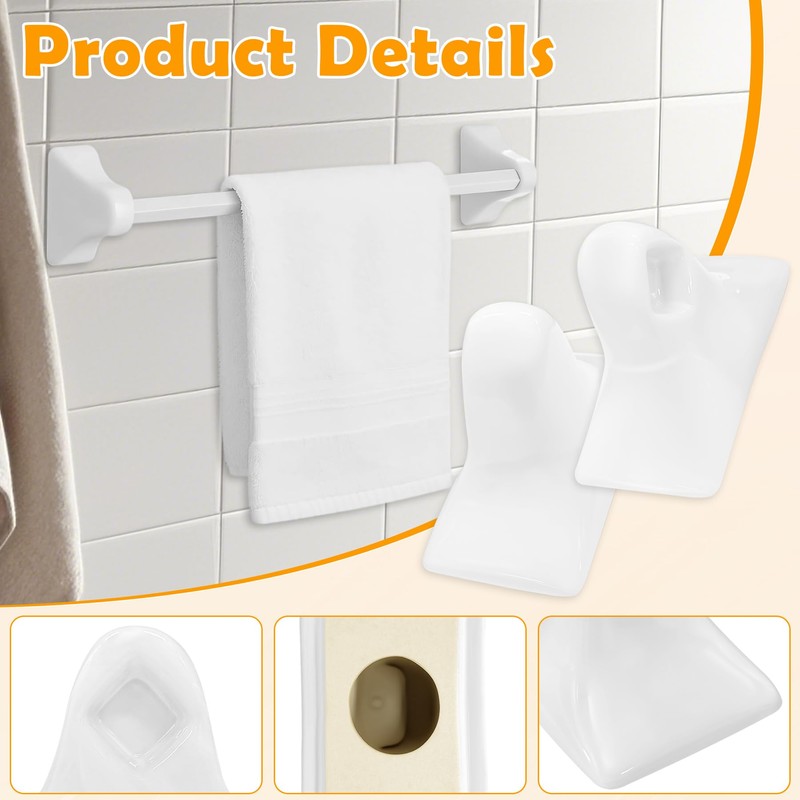 showingo 2 Pack Porcelain Towel Bar Rod Rack Post Holder