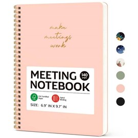 Meeting Notebook for Work Organization - Work notebook with action items, Meeting Minutes Planner Notebook, Office Supplies for Men & Women - Color: Black