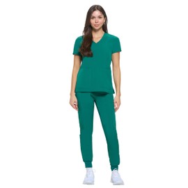 Natural Uniforms Womens Essential Cool Stretch Jogger Scrub Set (True Hunter Green, Small)