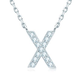 AINUOSHI Moissanite Initial Letter X Necklaces for Women Sterling Silver White Gold Diamond Necklace Jewelry Graduation Birthday Gifts for Her Mom Wife Girlfriend