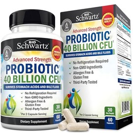 Probióticos y Prebióticos 40 Billones CFU, Suplemento Alimenticio con Corazones de Agave Azul, Astragalus y Lactobacillus Acidophilus, Para Mujer y Hombre, 60 Cápsulas