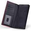 VISOUL Leather Long Checkbook Bi-fold Wallets with Zipper Pocket for