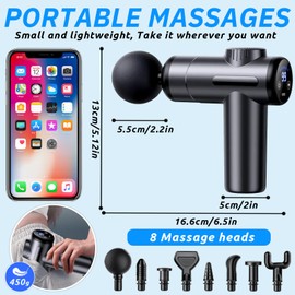 GQBVPN Muscle Massager Gun, Deep Tissue Massage Gun with 99 Adjustable Levels, 8 Massage Heads, LCD Touch Screen, to Relieve Muscle Pain