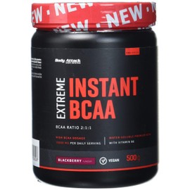 BODY ATTACK INSTANT BCAA - 500 g - Blackberry - Made in Germany - Gut lösliches, veganes BCAA Pulver im Verhältnis 2:1:1 - Zuckerfreie Aminosäuren für Muskelaufbau Training - Mit L-Leucin