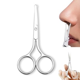 Stainless Steel Nose Hair Scissors for Men Women - Curved Safety Blades with Rounded Tip for Trimming Facial Hair Eyebrow Ear Hair(1pcs)