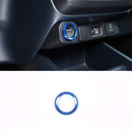 Aluminum Engine Start Stop Push Button Cover Trim Compatible with Ford Maverick 2022 2023 2024 2025 2026 Car Engine Ignition Start Button Cap Surrounding Trim Ring Decoration (Blue)