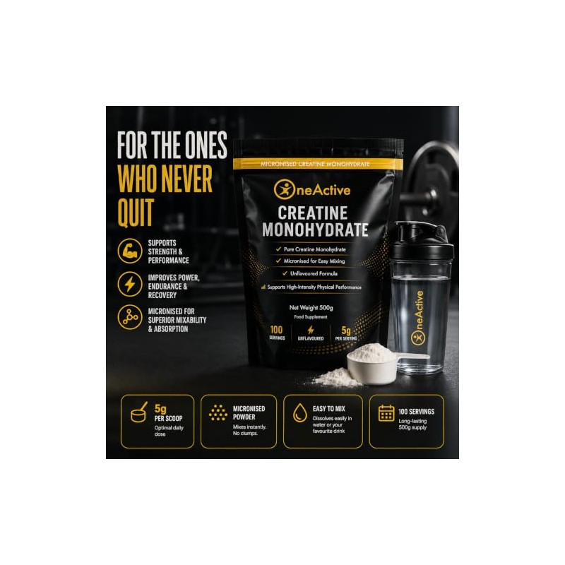 Creatine Monohydrate Powder 500g – 100 Servings – 100% Pure