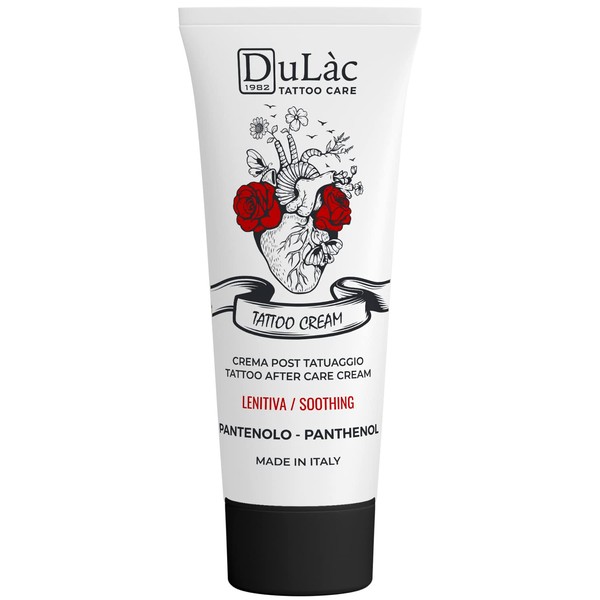 Dulàc Tattoo Aftercare Cream, 2.53 Fl Oz High Concentration of Panthenol (5%) and Natural Active Ingredients, Made in Italy without Silicones and Parabens, Promotes Skin Regeneration and Protects Inked Skin