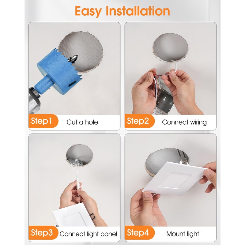 ZYC 4-inch Square Recessed Lighting - Ultra Thin Dimmable Square