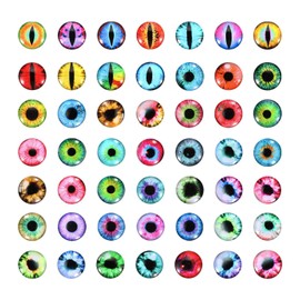 PATIKIL 8mm Dragon Eyes, 100 Pcs Round Glass Eyes Animals Crochet Eyes for Clay Doll Making Craft DIY Findings Jewelry Making, Multicolored
