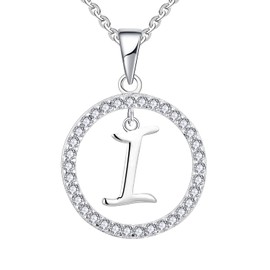 Starnny Letter Chain Women's 925 Silver Initial Alphabet Letter Charm A-Z Chain Necklace Pendant with 3A Cubic Zirconia Gift for Women, Sterling Silver, Cubic Zirconia