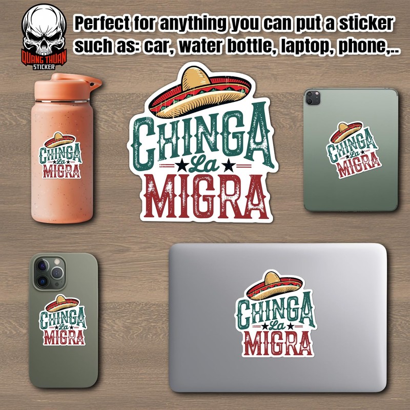 Chinga La Migra Sticker or Magnet Feminist Pride Green and