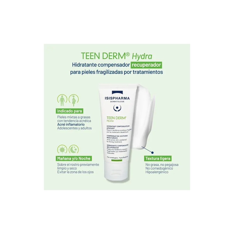 Isispharma Teen Derm Hydra 40ml Textura Ligera Acne