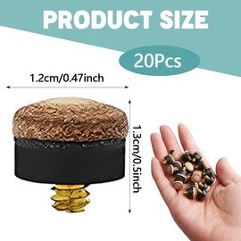 LAJUP Pack of 20 Pool Cue Tips, 12 mm, High-Quality Billiard Accessories, Hard Leather Tips with Screw Installation Method, Replacement Tips Set in Brown, Brown Tip Set, Billiard Accessories