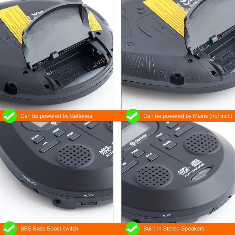 Denver DMP-395B Portable CD player CD, CD-R, CD-RW, MP3 incl.