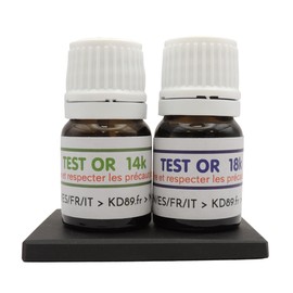 KD89 14-18K Gold Test Solutions with Natural Touchstone and Multilingual Instructions - Expertise in Jewellery, Coins, Bars - 2.5ml