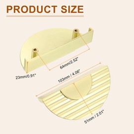 sourcing map 2 Pack Half Moon Cabinet Pull, 2.52" Hole Center Semicircle Drawer Pulls Zinc Alloy Cabinet Handles for Kitchen Cupboard Dresser Cabinet Hardware, Gold Brushed