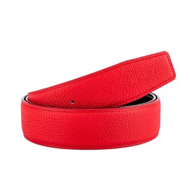 Vatee's Women's/Men's Real Leather Replacement Belt Strap No Buckle 1 1/2"(38mm) Wide 37" Long Red