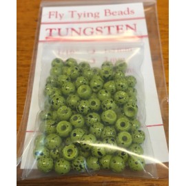 Hogskin Creek  Tungsten Beads 100 Ct. Olive W/Speck black  All Sizes 1/16 to 3/16 100 Ct Pkg - 2.0 or 5/64