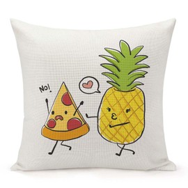 Jiaopenyou Throw Pillow Cover 18x18 Inch,Funny Cartoon Character Pizza Pineapple Throw Pillow Case,Home Decor Cushion Covers for Sofa Living Room Couch Bed