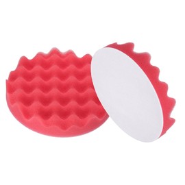 HARFINGTON 2pcs Buffing Sponge Pads 6" Polishing Wheel Waffle Finishing Grip Pad Car Buffer Polisher with Hook and Loop Back for Car Detailing Polishing Waxing, Red