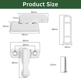 Flintronic Window Locks, 4pcs Extra Security Locks, Anti-Theft Locks, Security Blocker, Suitable for PVC/UPVC Windows and Doors, for Indoor and Outdoor, for Home Security, White