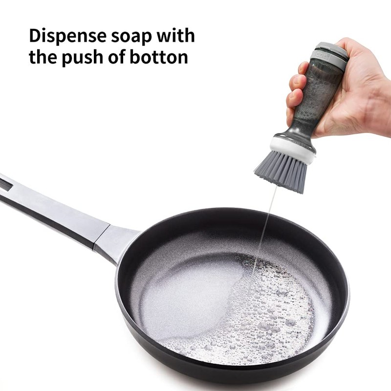CQT Dish Brush with Soap Dispenser for Dishes, Kitchen Sink,