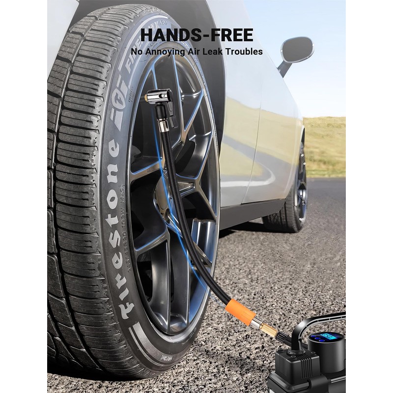 LUMITECO Tire Inflator Hose Adapter with 360-Degree Swivel Tire Air