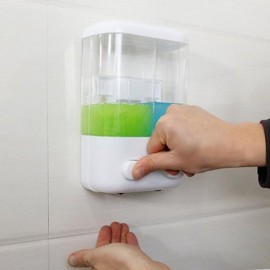 No-Drill Bathroom Liquid Soap & Shampoo Dispenser with Holder White
