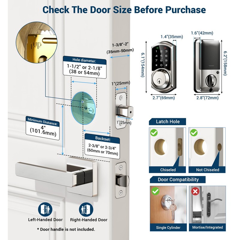 Veise VE06 Smart Deadbolt with App Control, Keyless Entry Smart