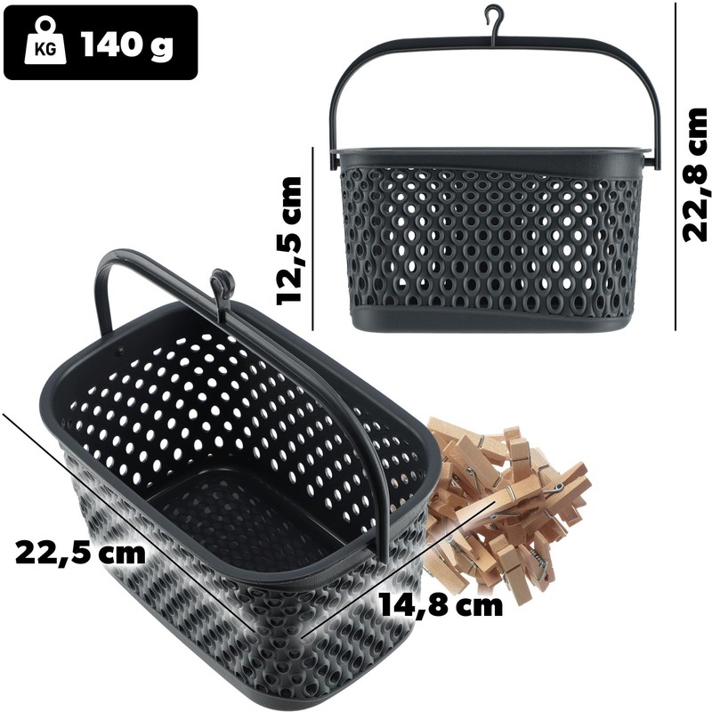 KADAX Classic Clothes Peg Basket, Peg Basket for Clothesline, Peg