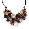 Avalaya Multicoloured Shell-Composite Leather Cord Chunky Style Necklace - 44cm