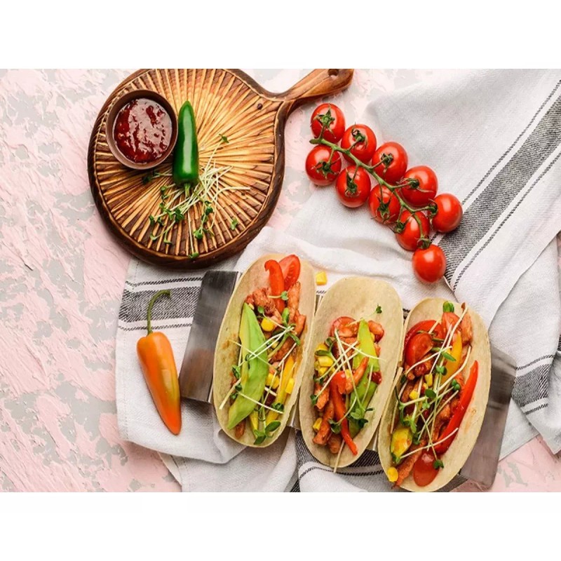 Lecute Plato Tacos Acero Inoxidable Bandeja Tortillas Sujetador Ch