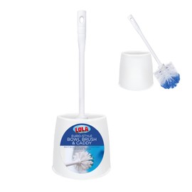 LOLA Toilet Brush and Holder Set, Classic Version, Durable Bristles for Deep Cleaning, w/Compact Space Saving Storage Holder, 1 Pack