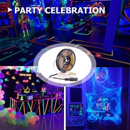 VANLUDA 5 m Black Light Strip, UV LED Strip, 16.4 ft UV Black Light LED Strip, 300 Pieces 2835 LEDs, 12 V 3 A Flexible Black Light Fixings for Decoration Lighting Party Lighting