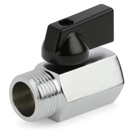 Mini Ball Valve 10629, 1/2 Inch Female x 1/2 Inch Ag, Brass Mini Ball Valve, 90° Rotating Nylon Handle, Shut-off Valve Chrome-Plated G1/2 Inch Inner (Diameter 20 mm) x Outer (Diameter 21 mm), Threaded