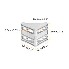 sourcing map 4Pcs Inside Corner Bracket Gusset, 57x57x59mm 6060 Angle Connectors for 3060/6060 Series Aluminum Extrusion Profile Silver