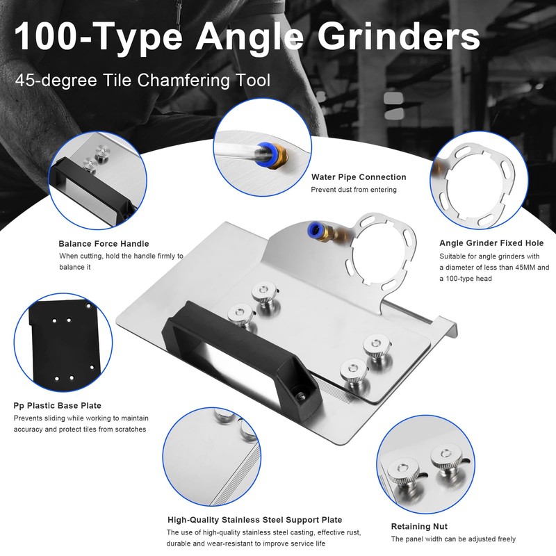 Angle Grinder Stand Set, 6pcs for Tile 45° Chamfer Cutting,