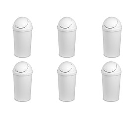 Sterilite 10838006 3 Gallon/11.4 Liter Round SwingTop Wastebasket, White, 6-Pack