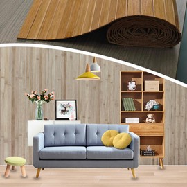 bajingshanhu 1 Pcs Natural Bamboo Wall Panel 4x8 ft - Flexible Renewable Wainscoting for Interior Decor, Room Divider & Ceiling Tiles - Living Room, Bedroom, Office, Kitchen Island Decor