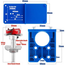 Wolfride 35mm Concealed Hinge Jig Kit - Cabinet Door Hinge Drill Guide with Forstner Bit & Hole Cutter for Woodworking