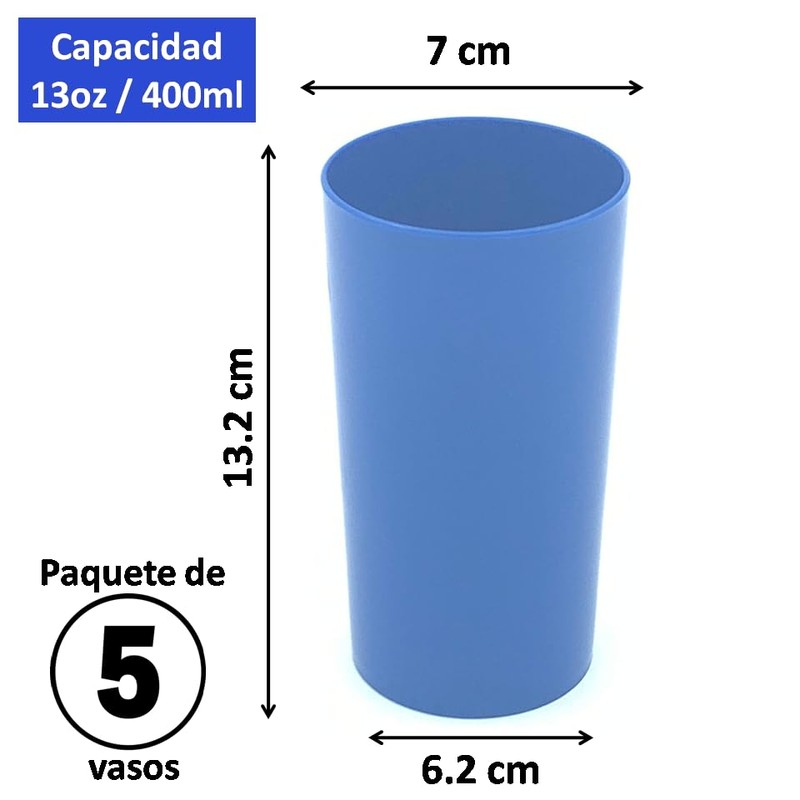 Vasos de Plástico Reutilizables, 400ml, Apilables, Aptos para Microondas y