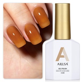 AILLSA Jelly Nude Gel Polish Dark Nude Gel Nail Polish Natural Translucent Nail Polish Soak Off U V Neutral Color Sheer Base Nail Gel Polish for Nail Art DIY French Manicure at Home 0.51 Fl Oz /GB55
