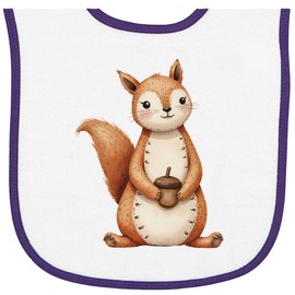 inktastic Vintage Knitted Plush Squirrel Baby Terry Cloth Bib White and Purple 464d2