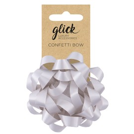 Glick Luxury Confetti Bow Silver, Silver Bow for Wrapping, Silver Accessories for Christmas, Birthdays, Valentine and other Celebrations, Silver stick on Bow