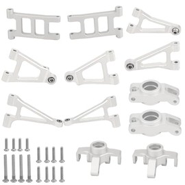 RZXYLRC Aluminum Front Rear Swing Arm & Steering Knuckle C-Hub Kit Compatible with 1/14 MJX Hyper Go 14301 14302 14303 RC Upgrade Parts (Silver)
