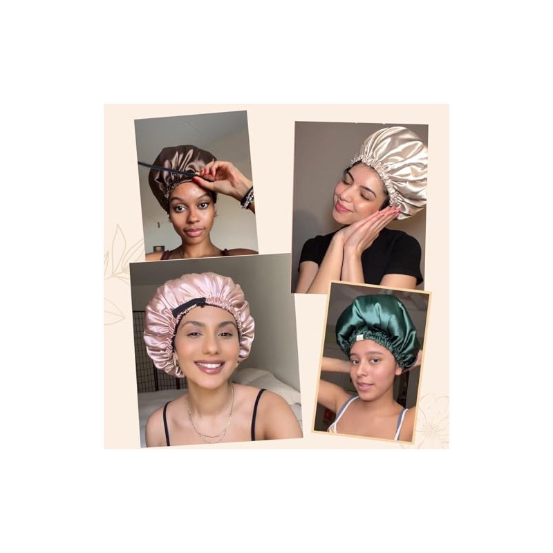 YANIBEST Double Layer Satin Bonnet Silk Bonnet for Sleeping Adjustable