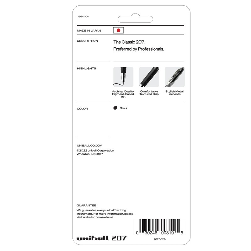 uniball 207 Retractable Gel Pens, Ultra Micro Point (0.38mm), Black,