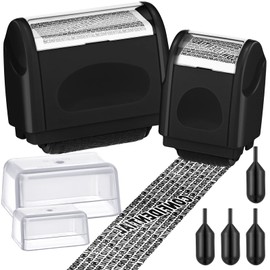 Nezyo 2 Pack Identity Protection Roller Stamp Identity Theft, Confidential, Privacy Roller Stamp Information Blocker and 4 Pack Refill Ink for ID Account Data Address Security(Black)