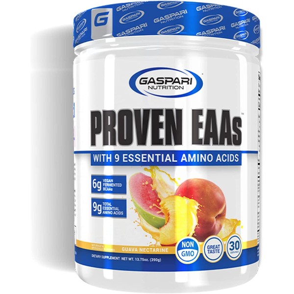 Gaspari Nutrition Proven EAAs, Vegan Fermented EAAs, Enhances Recovery & Replenishes Electrolytes, Non GMO (30 Servings, Guava Nectarine)